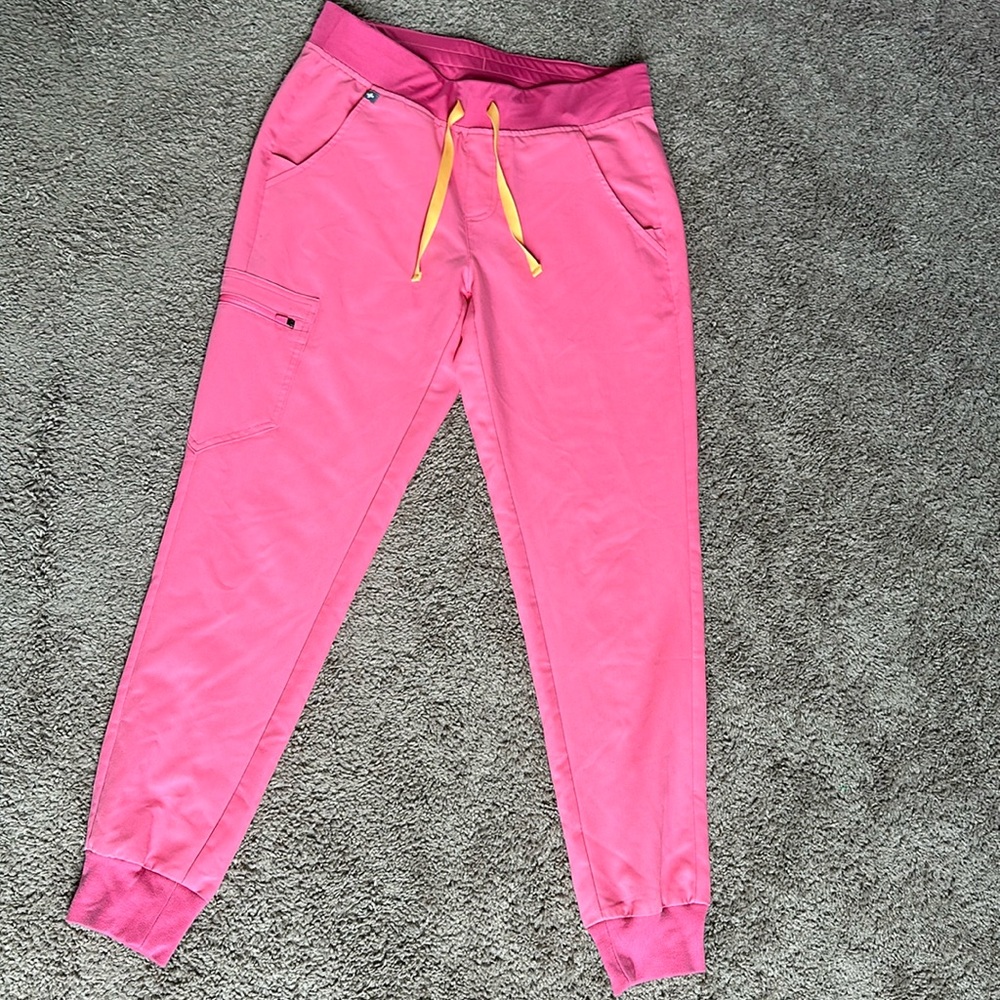 FIGS Neon Pink Zamora Jogger Scrub Pants